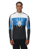 Man wearing a sports jersey with a spider logo on a white background