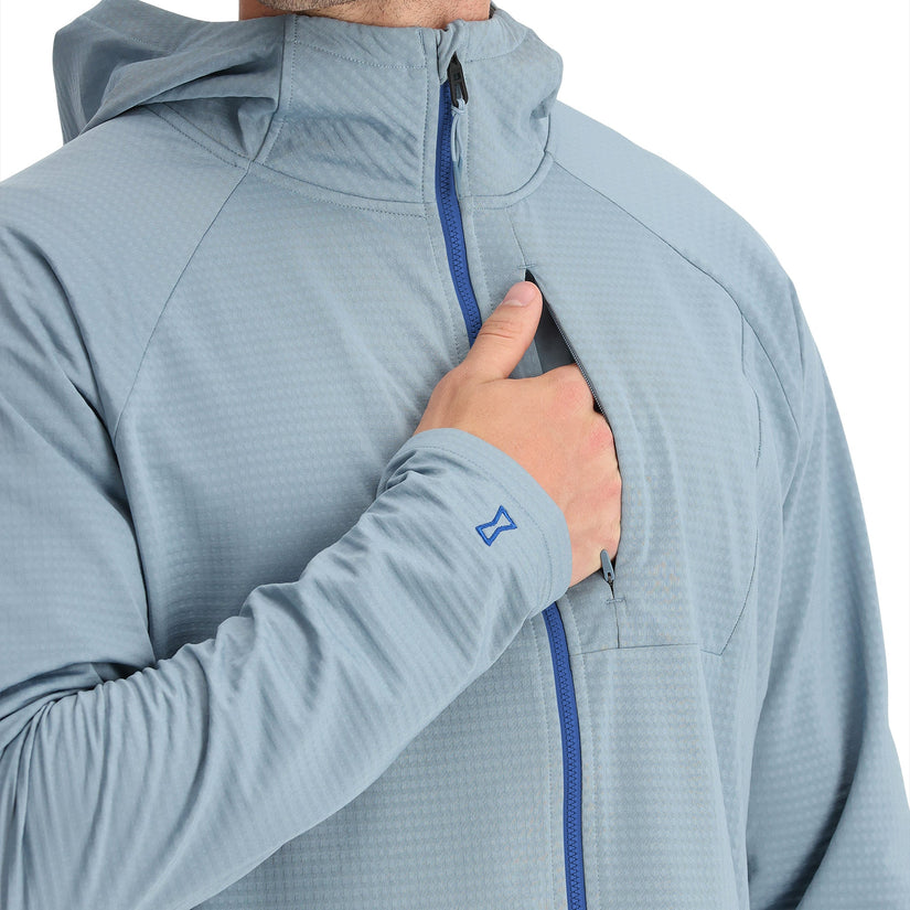 Mens Gridweb Hoodie - Blue Fog