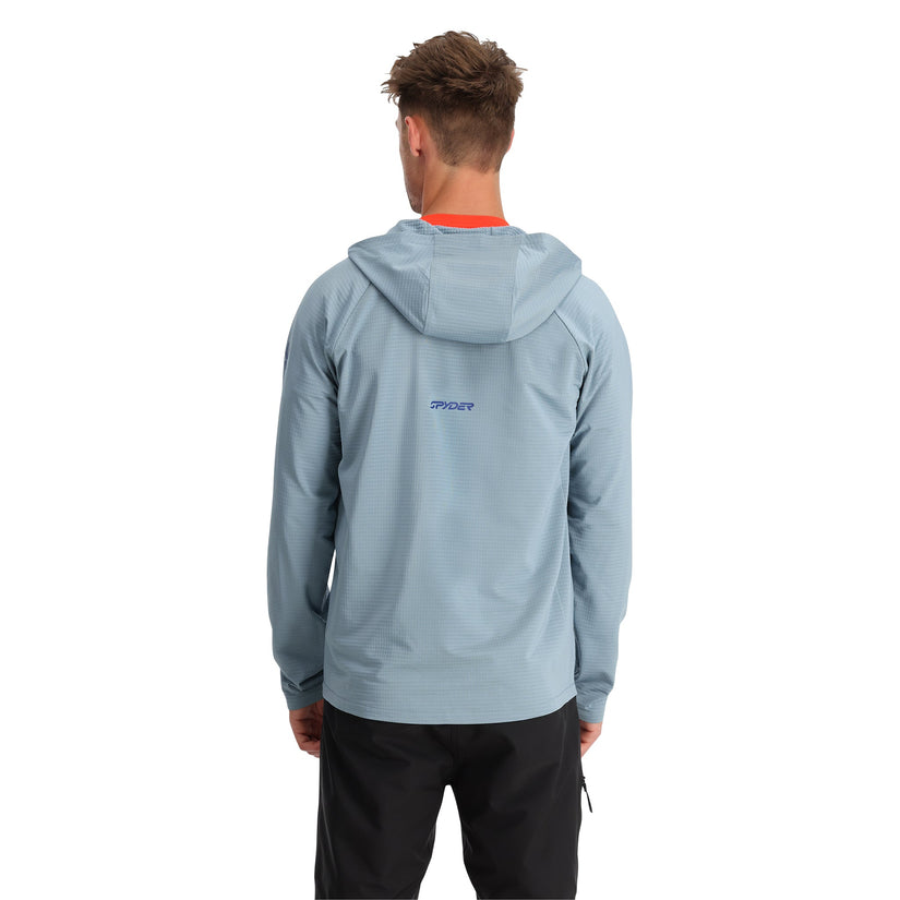 Mens Gridweb Hoodie - Blue Fog