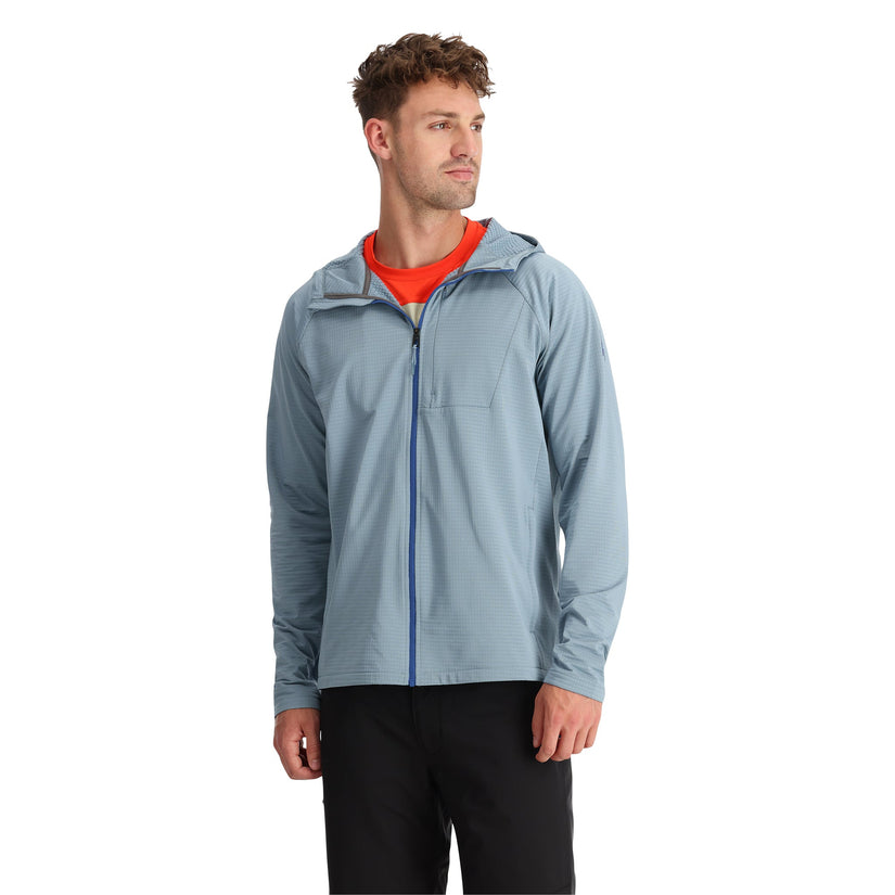 Mens Gridweb Hoodie - Blue Fog