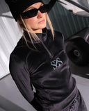 Womens Society Shimmer Bug Zip T-Neck - Society Black