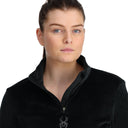 Womens Shimmer Bug Half Zip T-Neck - Black
