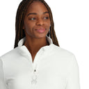 Womens Shimmer Bug Half Zip T-Neck - White