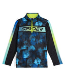 Long-sleeve shirt with blue camouflage pattern and Spyder logo on a white background