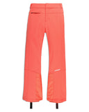 Bright orange ski pants on a white background