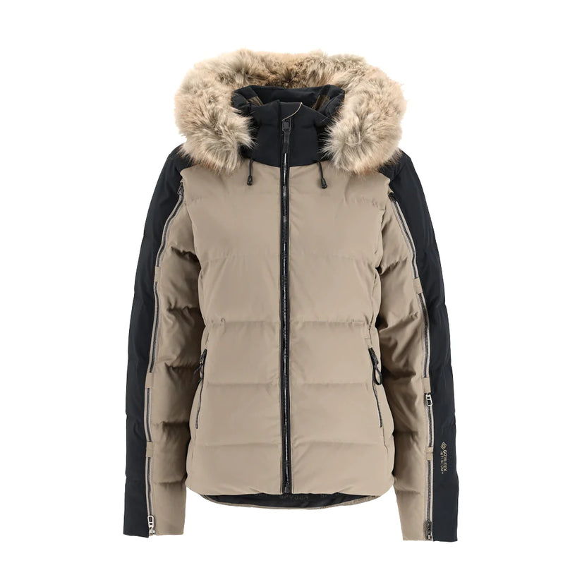 Falline Faux Fur Down Jacket Cashmere Brown Womens Spyder
